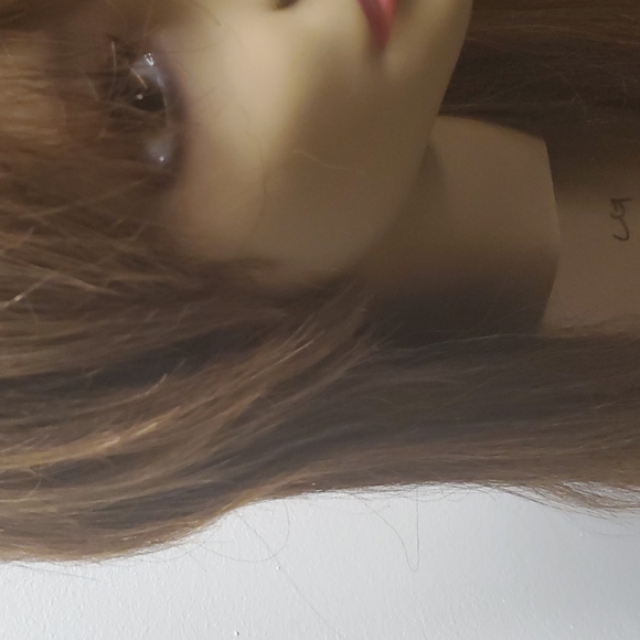 100%  Human Hair Wig long  top band and layers brown with copper highlight - Picture 8 of 11